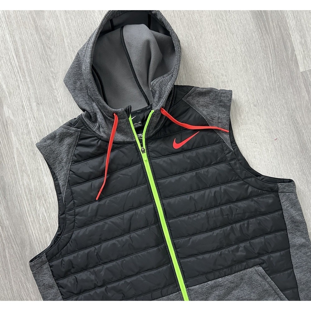 Nike Vest Mens 2XL Black Grey Red Green Hooded Quilted Puffer Hybrid BV4534-032